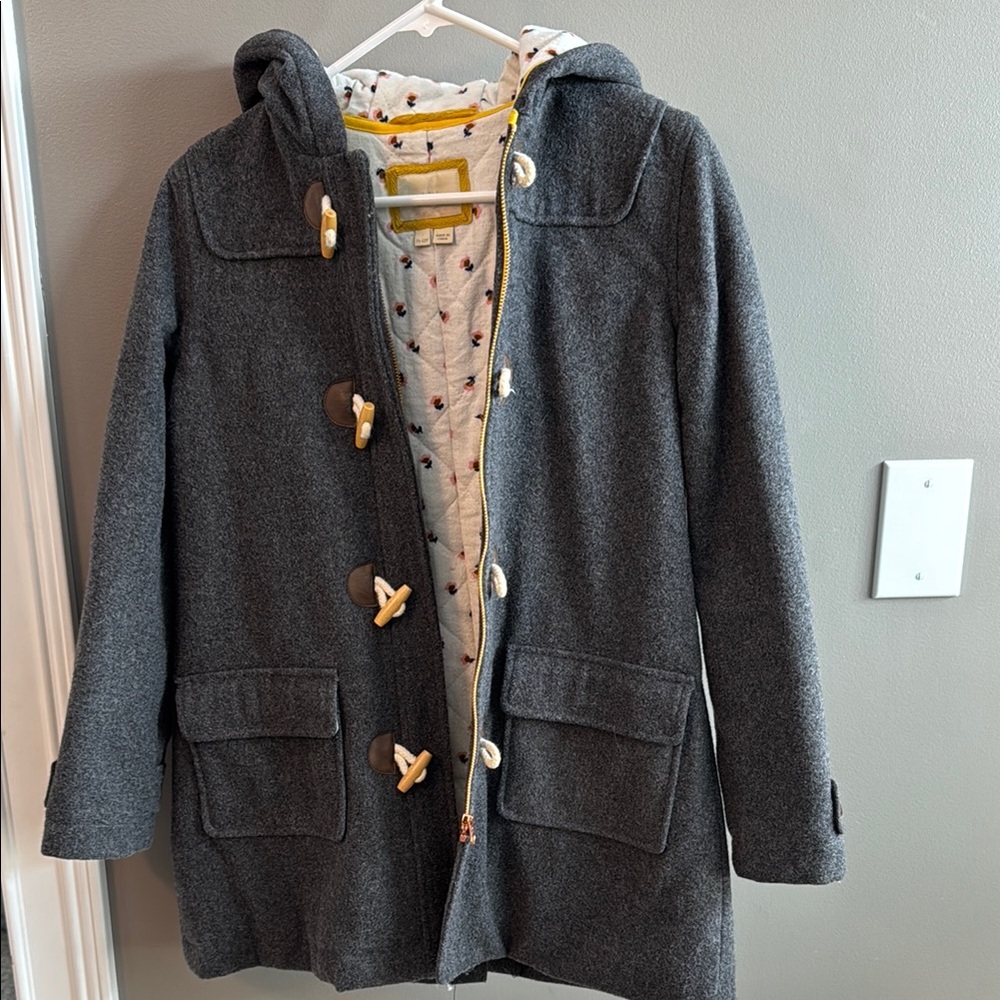 Boden Girls Gray Hooded Toggle Coat
